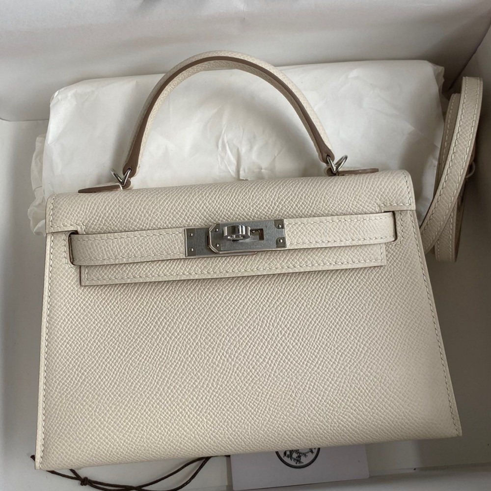 High Quality Replica Hermes Kelly Mini II Sellier Handmade Bag In Craie Epsom Calfskin $ 439 USD